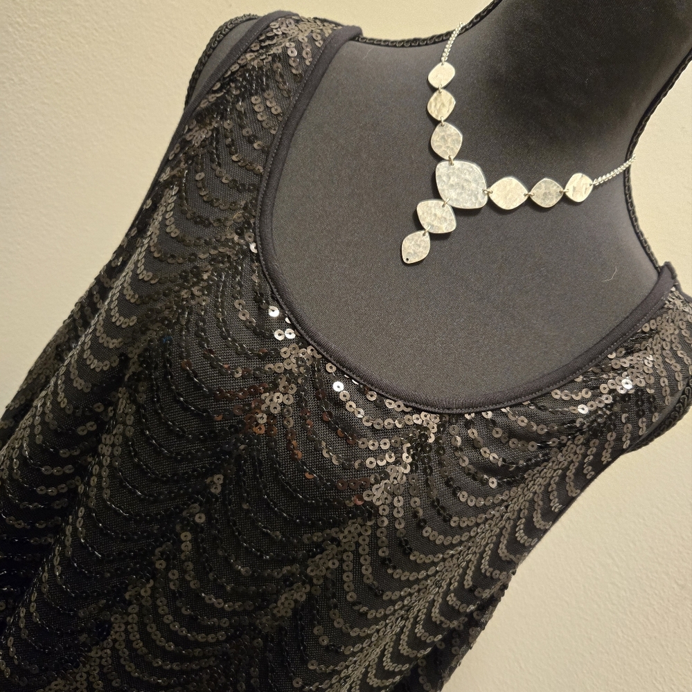 Vocal Black Embellished Sheath Mini Dress